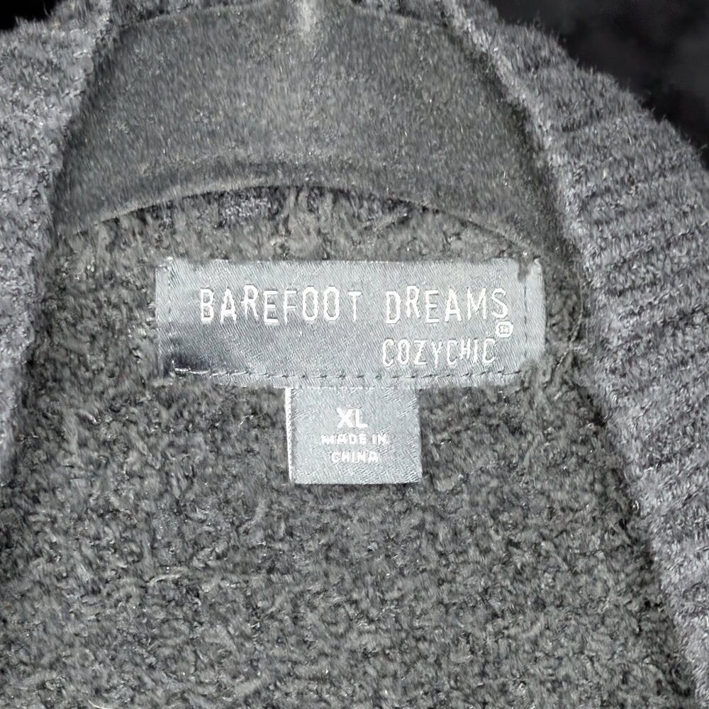 Barefoot Dreams CozyChic Ribbed Knit Trim Cardigan in Black XL - Picture 4 of 4